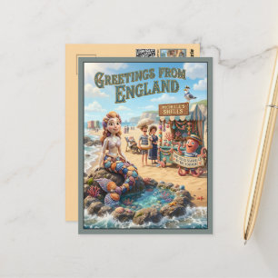 Whimsical Greetings from England 3D Travel Postcard