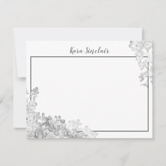 Whimsical Grise Blossom Note Card (Front)