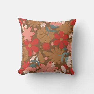 Whimsical Groovy Flower Power in Red