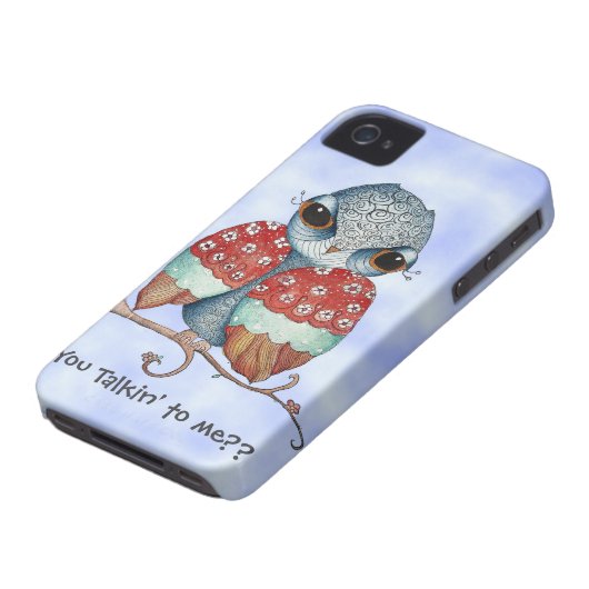 Whimsical Grumpy Owl iPhone 4 Case (Bottom)