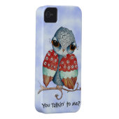 Whimsical Grumpy Owl iPhone 4 Case (Back/Right)
