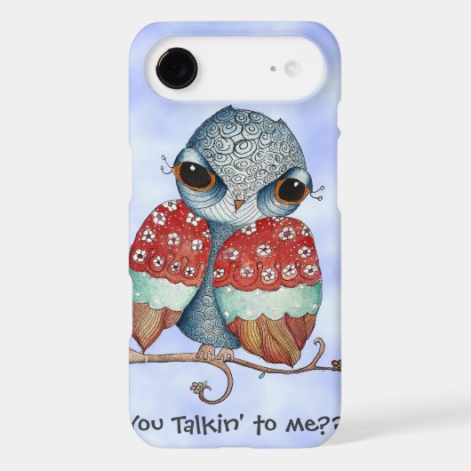 Whimsical Grumpy Owl iPhone 4 Case (Back)