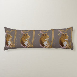 Whimsical Guinea Pig Harpist Body Pillow