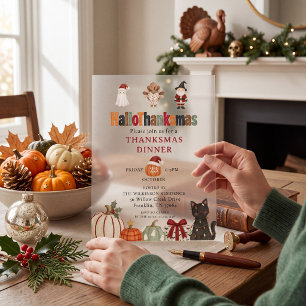 Whimsical HalloThanksmas Fall Holiday Gathering  Acrylic Enclosure Card