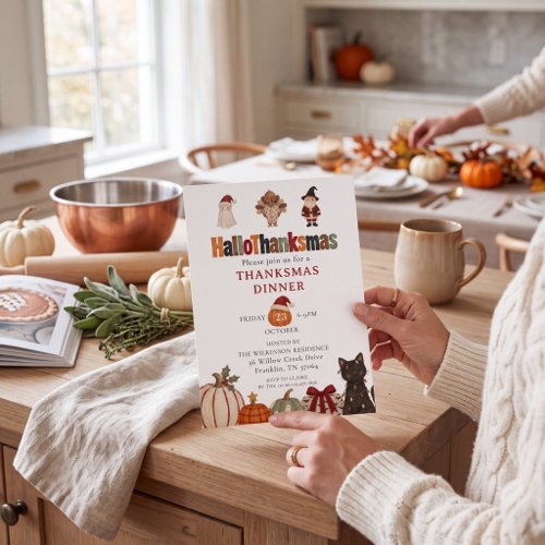 Whimsical HalloThanksmas Fall Holiday Gathering  Invitation
