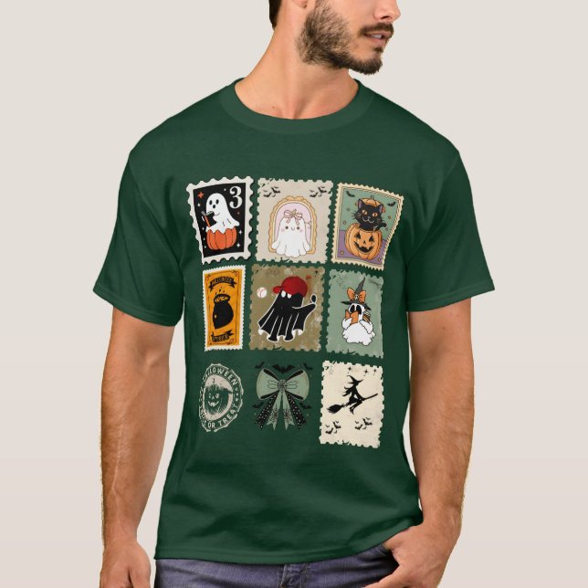 Whimsical Halloween Animal Stamp Collection friend T-Shirt (Front)