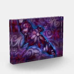 Whimsical Halloween Bat Abstract Purple Blue Photo Block