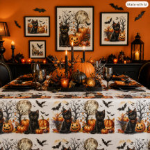 Whimsical Halloween Black Cat