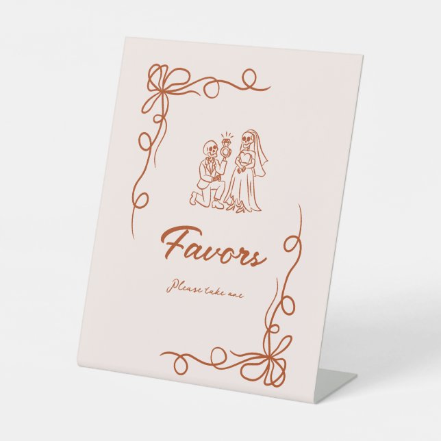 Whimsical Halloween Bridal Shower Favors Pedestal Sign (Front)