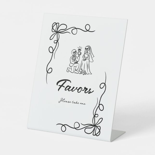 Whimsical Halloween Bridal Shower Favors Pedestal Sign (Front)