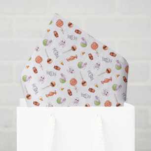 Whimsical Halloween Candy and Skulls Pattern Tissue Paper