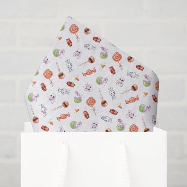 Whimsical Halloween Candy and Skulls Pattern Tissue Paper (Gift Bag)