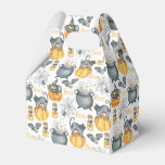 Whimsical Halloween Cauldron and Cats Pattern Favor Boxes