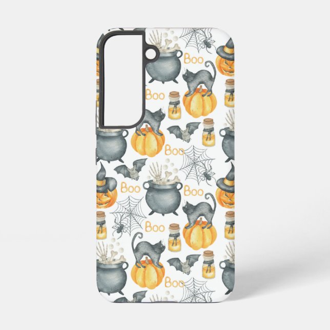 Whimsical Halloween Cauldron and Cats Pattern Samsung Galaxy Case (Back)