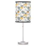 Whimsical Halloween Cauldron and Cats Pattern Table Lamp