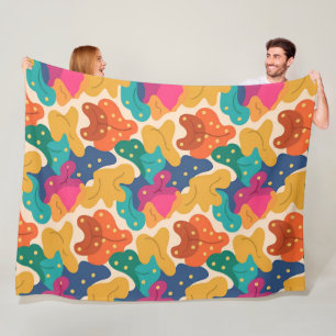 Whimsical Halloween Fall Leaves Seamless Pattern Fleece Blanket