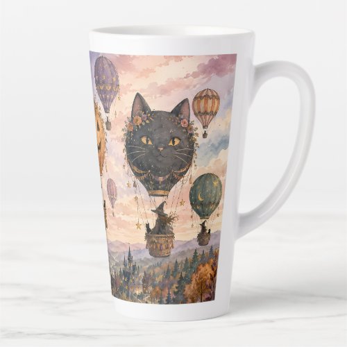 Whimsical Halloween Fantasy Hot Air Balloon Latte Mug
