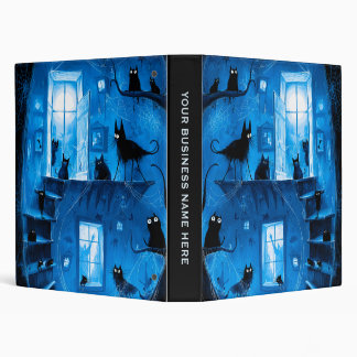 Whimsical Halloween Gothic Spooky Black Cats 3 Ring Binder