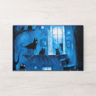 Whimsical Halloween Gothic Spooky Black Cats HP Laptop Skin