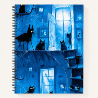 Whimsical Halloween Gothic Spooky Black Cats Notebook