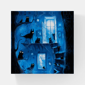 Whimsical Halloween Gothic Spooky Black Cats Paperweight