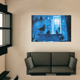 Whimsical Halloween Gothic Spooky Black Cats Rug