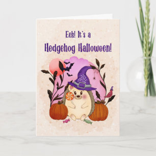 Whimsical Halloween Hedgehog with Lollipop Card