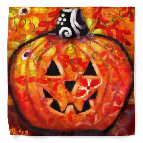 Whimsical Halloween Jack O Lantern Adult Bandana