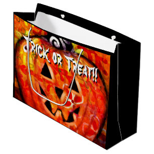 Whimsical Halloween Jack-O-Lantern Personalized Large Gift Bag