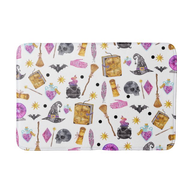 Whimsical Halloween Magic Magical Festive Holiday Bath Mat (Front)