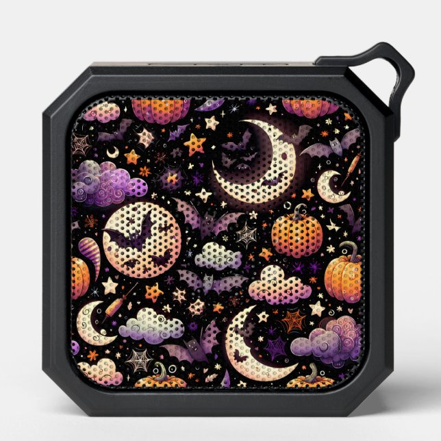 Whimsical Halloween Night Sky Pattern Bluetooth Speaker (Front)