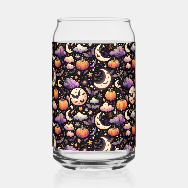 Whimsical Halloween Night Sky Pattern Can Glass (Right)