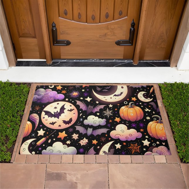 Whimsical Halloween Night Sky Pattern Doormat (Outdoor)