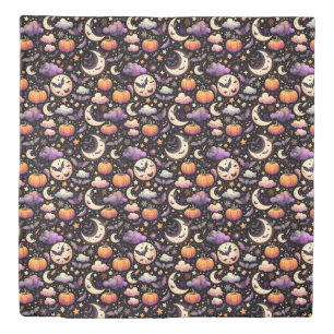 Whimsical Halloween Night Sky Pattern Duvet Cover