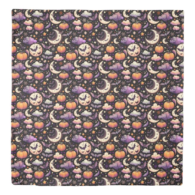 Whimsical Halloween Night Sky Pattern Duvet Cover (Front)