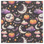 Whimsical Halloween Night Sky Pattern Fabric