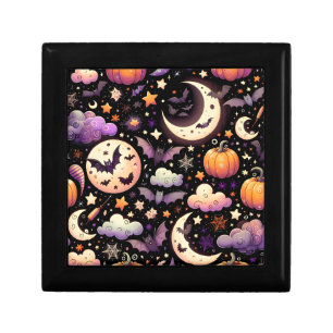 Whimsical Halloween Night Sky Pattern Gift Box