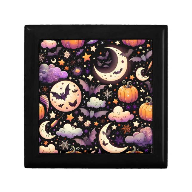 Whimsical Halloween Night Sky Pattern Gift Box (Front)