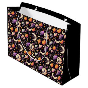 Whimsical Halloween Night Sky Pattern Large Gift Bag