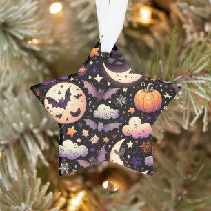 Whimsical Halloween Night Sky Pattern Ornament