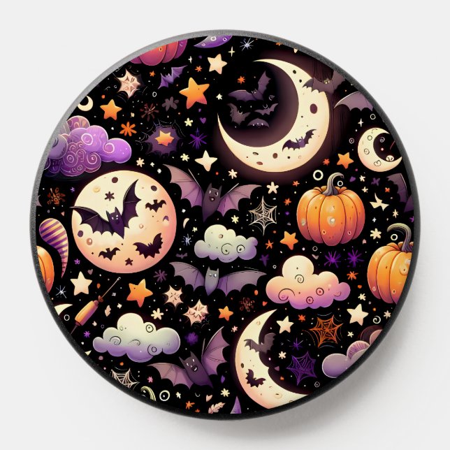 Whimsical Halloween Night Sky Pattern PopSocket (Popsocket)