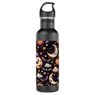 Whimsical Halloween Night Sky Pattern Stainless Steel Water Bottle