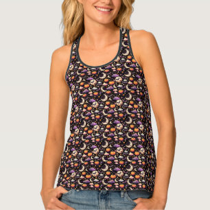 Whimsical Halloween Night Sky Pattern Tank Top