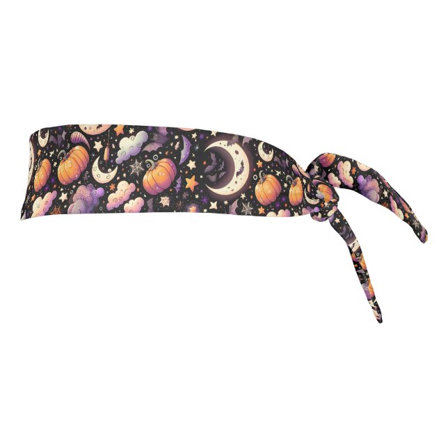Whimsical Halloween Night Sky Pattern Tie Headband (Rotate 90)