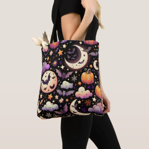 Whimsical Halloween Night Sky Pattern Tote Bag