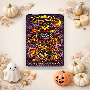 Whimsical Halloween Owl Pumpkin Night Invitation