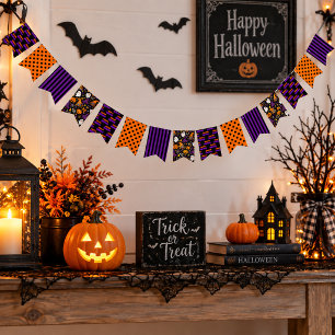 Whimsical Halloween Pattern Bunting Flags