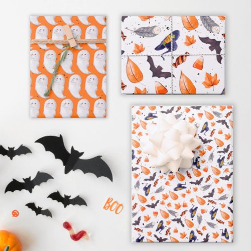 Whimsical Halloween Pattern Wrapping Paper Sheets