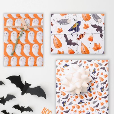 Whimsical Halloween Pattern Wrapping Paper Sheets