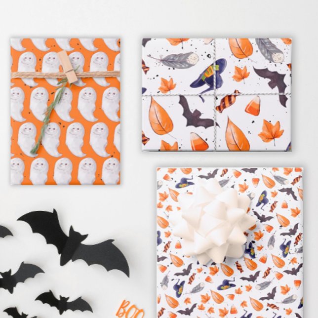 Whimsical Halloween Pattern Wrapping Paper Sheets (Whimsical Halloween Gift Wrap)